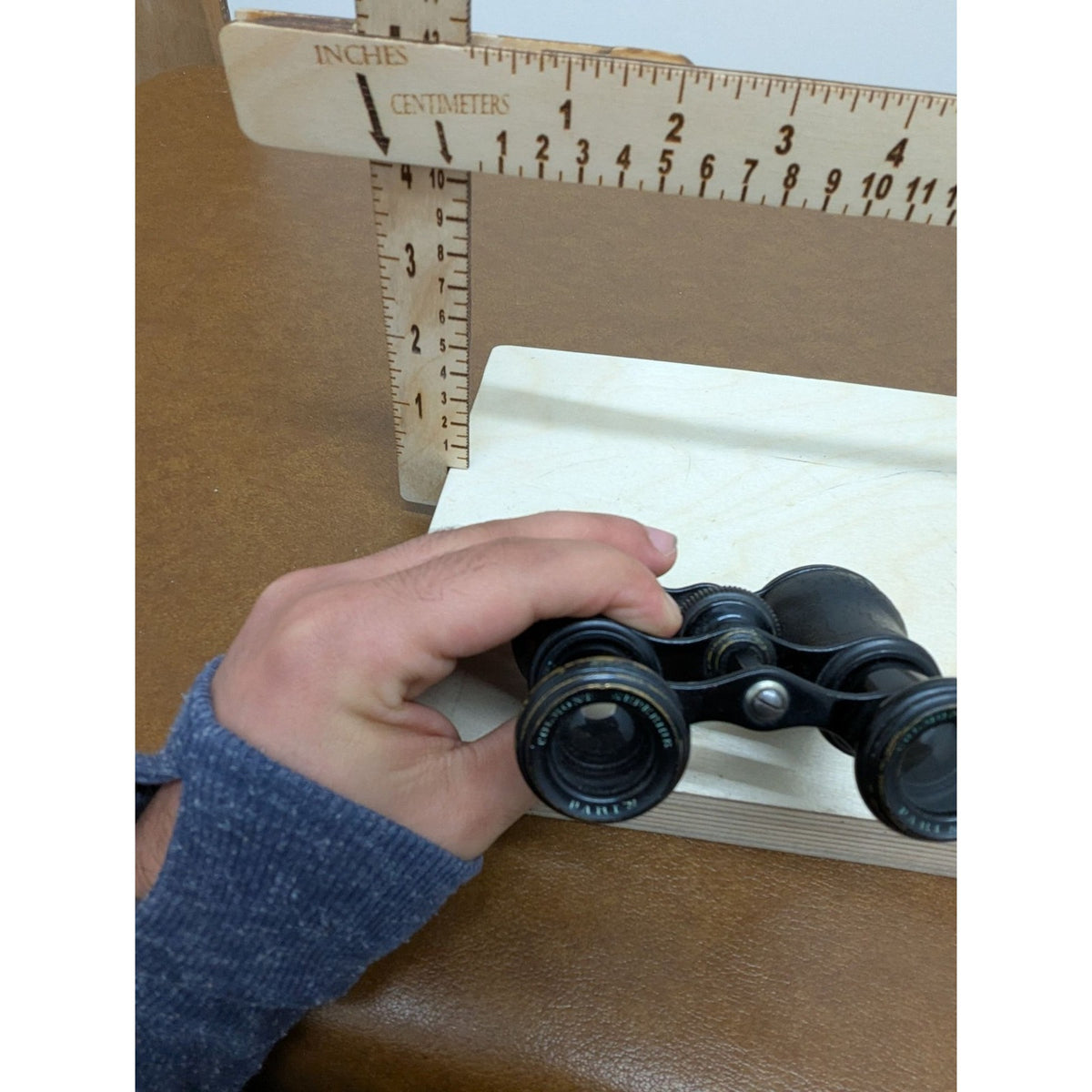 Vintage Black Antique Field Binoculars With Leather Finish