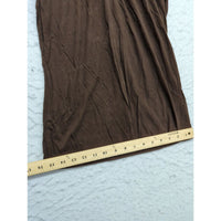 Brown Short Sleeve Tunic Dress With Gold Floral Embroidery Cotton Blend Womens S