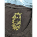 Brown Short Sleeve Tunic Dress With Gold Floral Embroidery Cotton Blend Womens S