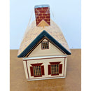 Ceramic Colonial-Style House Figurine With Painted Details & Chimney
