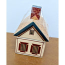 Ceramic Colonial-Style House Figurine With Painted Details & Chimney