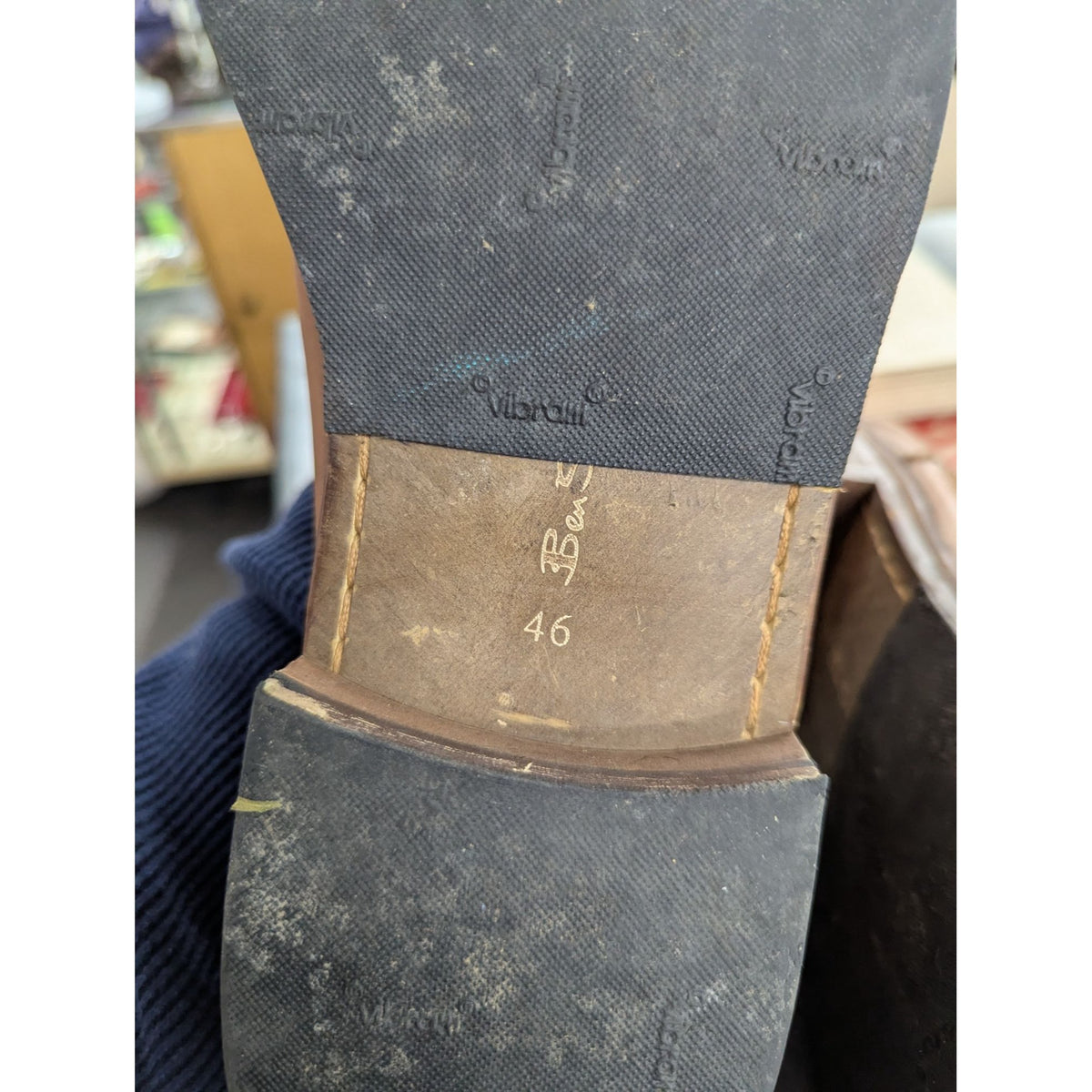 Mens Brown Leather Chelsea Boots With Vibram Sole Size 46