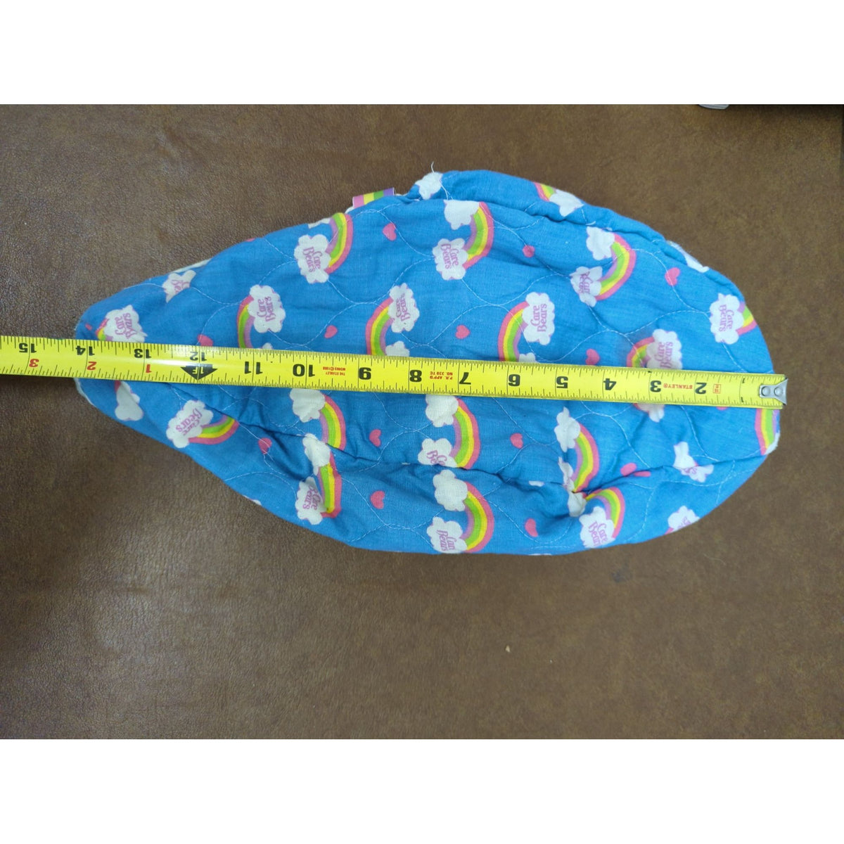 Care Bears Quilted Head Cover With Polka Dot Lining & Adjustable Loops 12" Long Blue & Multi-Colored Design