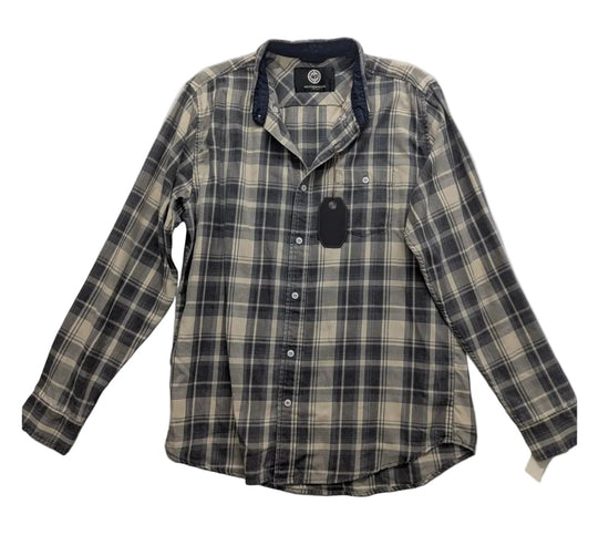 Weatherproof Mens L/G Plaid Button-Up Shirt Blue/White Long Sleeve Durable & Com