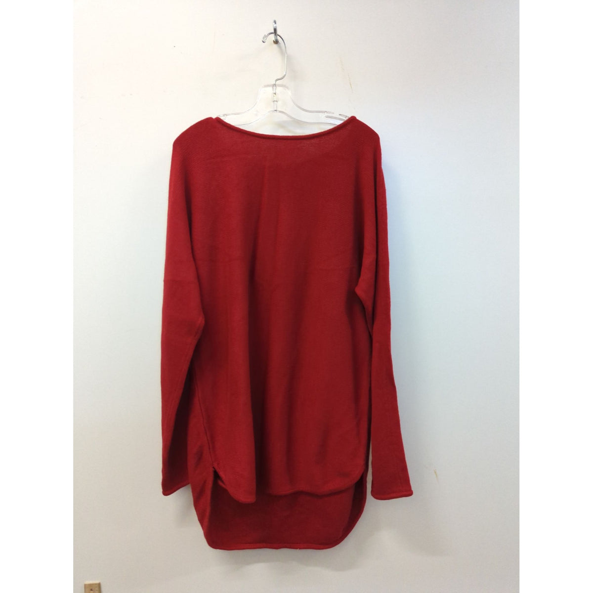 Michael Kors Red Long-Sleeve Knit Sweater With Back Gold Zipper Hi-Low Hem Womens Size Small