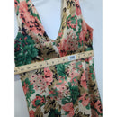 Donna Ricco Floral Sleeveless V-Neck Dress Size 10 Beige Pink Green Knee Length