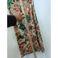 Donna Ricco Floral Sleeveless V-Neck Dress Size 10 Beige Pink Green Knee Length