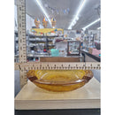 Vintage Amber Glass Ashtray With Ribbed Textured Design