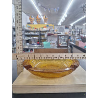 Vintage Amber Glass Ashtray With Ribbed Textured Design