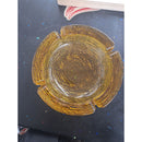 Vintage Amber Glass Ashtray With Ribbed Textured Design