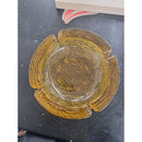 Vintage Amber Glass Ashtray With Ribbed Textured Design