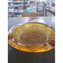 Vintage Amber Glass Ashtray With Ribbed Textured Design