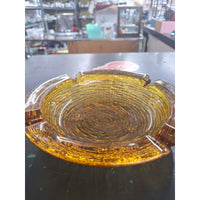 Vintage Amber Glass Ashtray With Ribbed Textured Design
