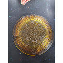 Vintage Amber Glass Ashtray With Ribbed Textured Design