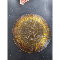 Vintage Amber Glass Ashtray With Ribbed Textured Design