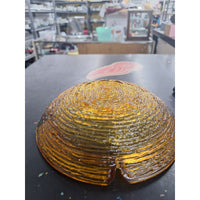 Vintage Amber Glass Ashtray With Ribbed Textured Design