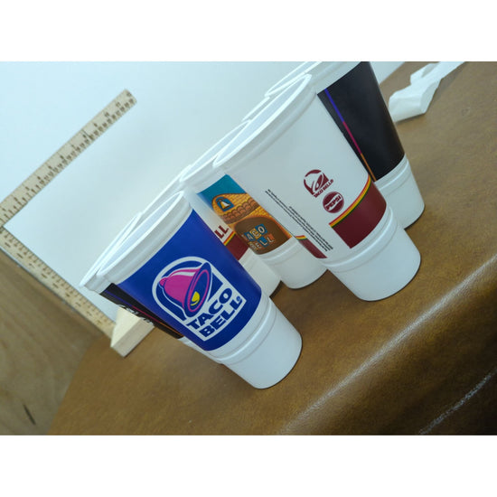 Vintage Taco Bell Plastic Cups Set Of 6 With Various Retro Designs 16 Oz Collectible Food Chain Drinkware