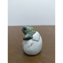 Baby Turtle Figurine Emerging From Egg - Hand-Painted Ceramic Miniature - Collectible Decor Piece