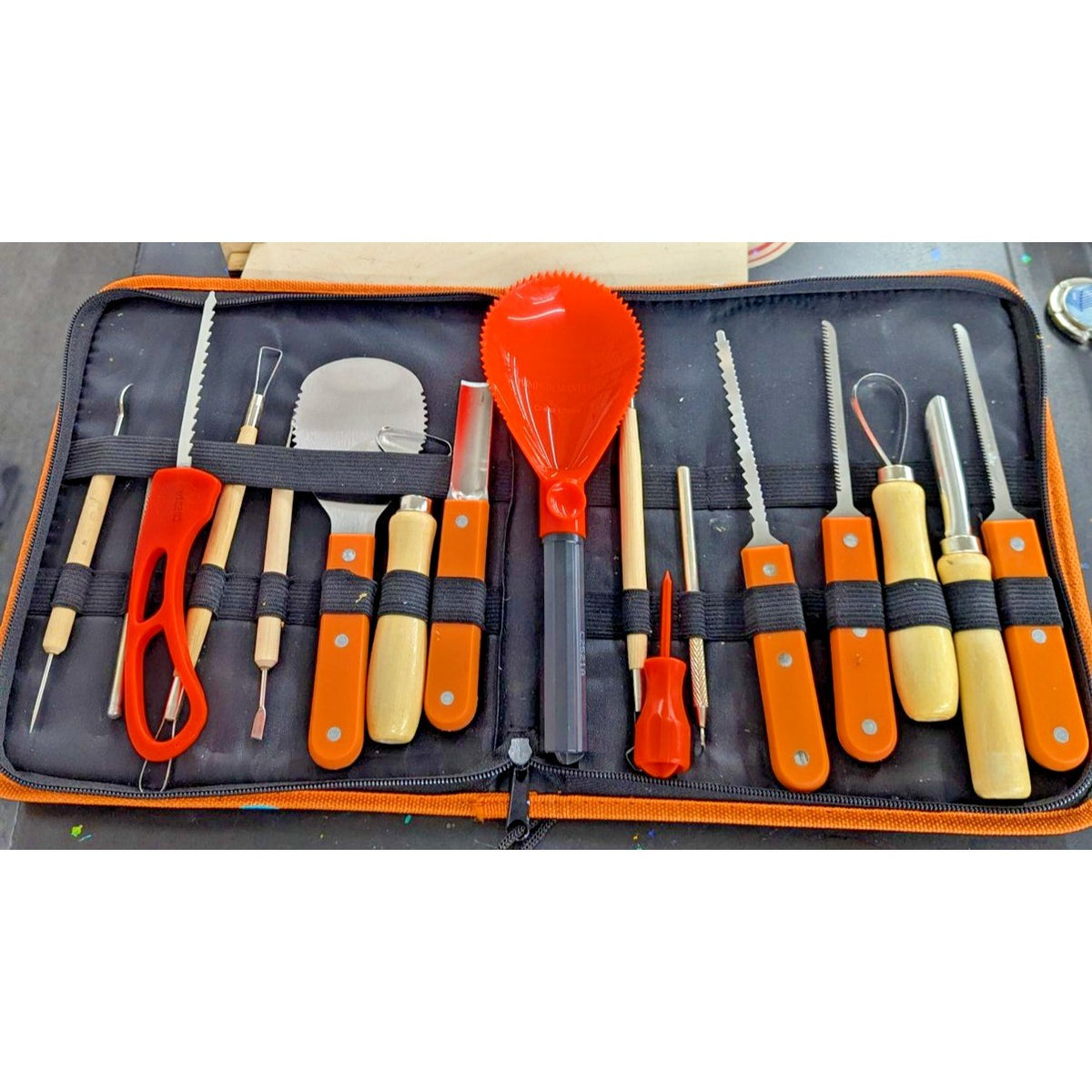 Halloween Haunters Pumpkin Carving Kit 13 Piece Tool Set Orange Black