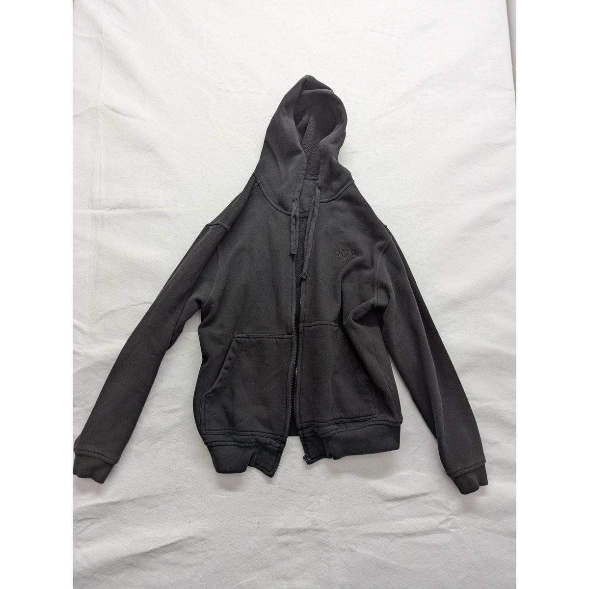Black Zippered Hoodie With Pockets Size L Pre-Owned