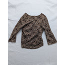 Brittany Black Brown Lace Pattern V-Neck Long Sleeve Top Size M
