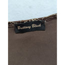 Brittany Black Brown Lace Pattern V-Neck Long Sleeve Top Size M