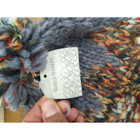 Knit Beanie & Gloves Set With Multicolor Pattern Accents Gray World Market New