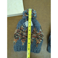 Knit Beanie & Gloves Set With Multicolor Pattern Accents Gray World Market New