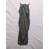 A Pea In The Pod Green Striped Maternity Dress L Ruched Sleeveless Casual Wear