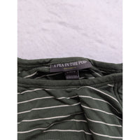 A Pea In The Pod Green Striped Maternity Dress L Ruched Sleeveless Casual Wear