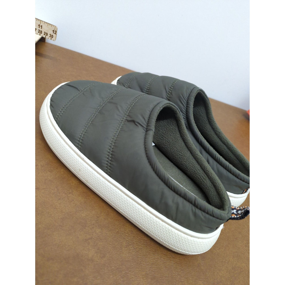 Abound Quilted Slip-On Shoes Olive Green M (9-10) Lightweight & Warm Indoor/Outdoor
