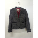 Banana Republic Womens Tweed Blazer Jacket Size 6 Navy & White Made Of Italian Fabric