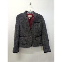 Banana Republic Womens Tweed Blazer Jacket Size 6 Navy & White Made Of Italian Fabric