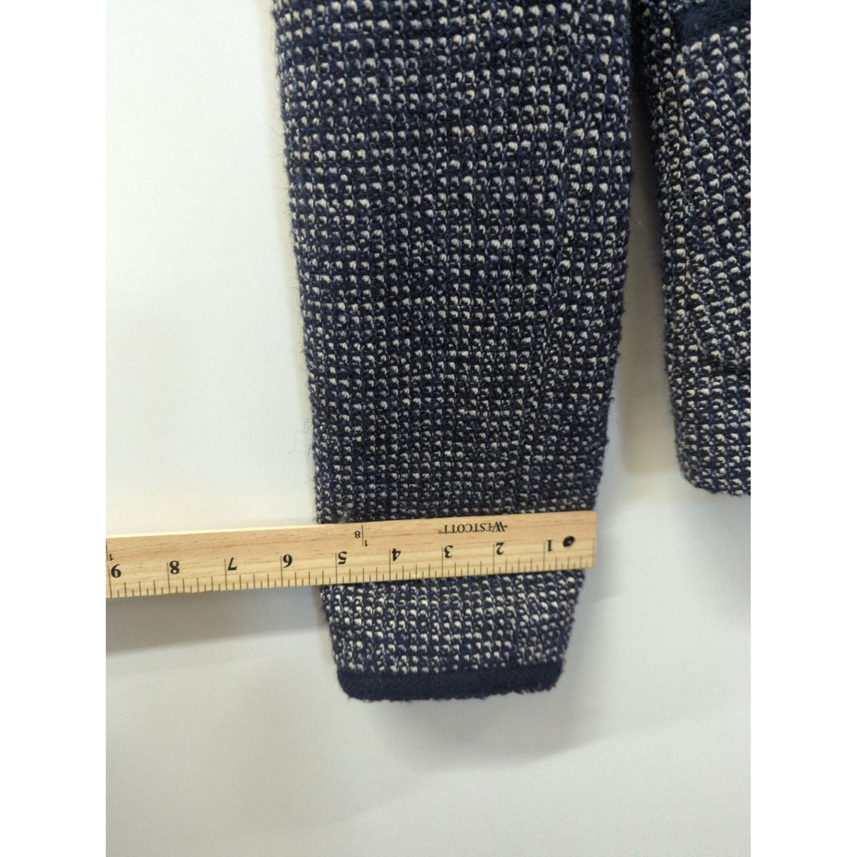Banana Republic Womens Tweed Blazer Jacket Size 6 Navy & White Made Of Italian Fabric