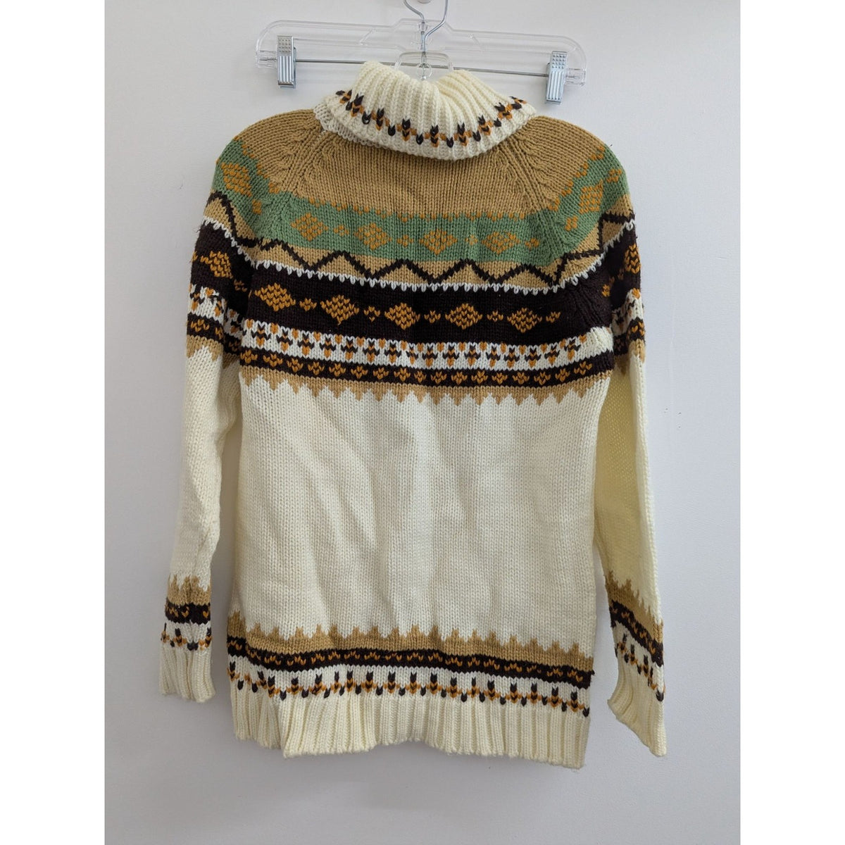 Daddys Money Womens Size L Acrylic Knit Sweater With Turtleneck & Nordic Pattern
