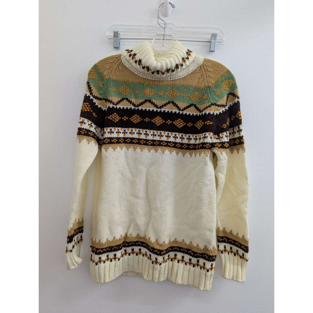 Daddys Money Womens Size L Acrylic Knit Sweater With Turtleneck & Nordic Pattern