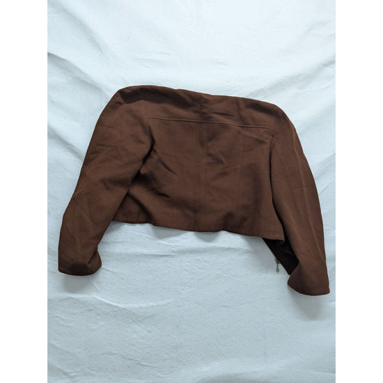 Jessica Ash Womens Brown Cropped Jacket Size 14
