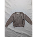 Modern Essentials Knit V-Neck Striped Sweater Brown & White Pullover Long Sleeve