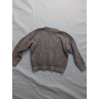 Modern Essentials Knit V-Neck Striped Sweater Brown & White Pullover Long Sleeve
