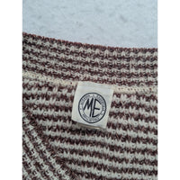 Modern Essentials Knit V-Neck Striped Sweater Brown & White Pullover Long Sleeve