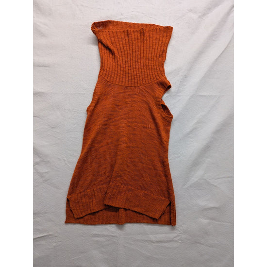 Chicos Womens Sleeveless Ribbed Orange Knit Turtleneck Sweater Size 1