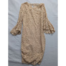 Beige Lace Sequin Bell Sleeve Cocktail Dress Knee Length Womens Size S