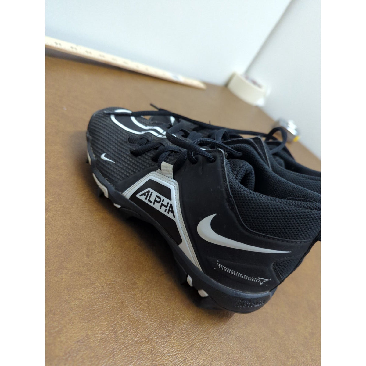 Nike Alpha Menace 3/4 Cleats Black & White Size 3Y Football Shoes
