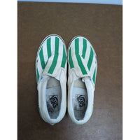Vans Green & White Striped Slip-On Style 98 Shoes Unisex Canvas Pre-Owned