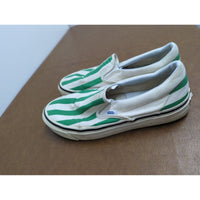 Vans Green & White Striped Slip-On Style 98 Shoes Unisex Canvas Pre-Owned