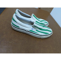 Vans Green & White Striped Slip-On Style 98 Shoes Unisex Canvas Pre-Owned