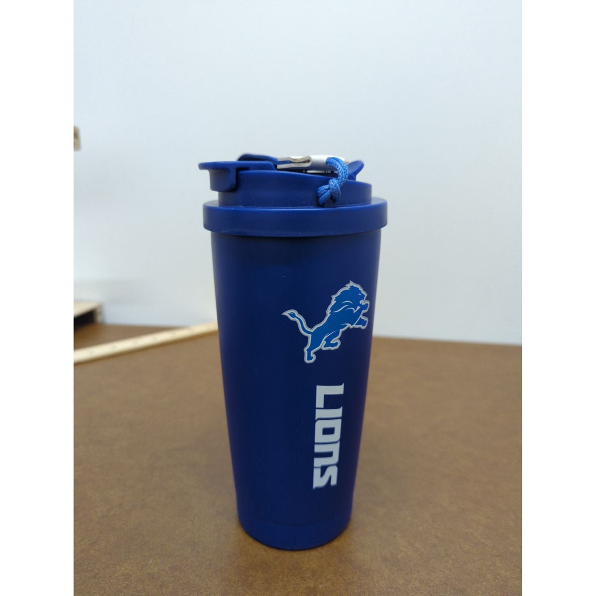Detroit Lions Blue Travel Cup With Straw & Handle - 16 oz Capacity