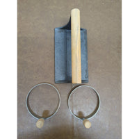 3-Piece Grill & Egg Set With Bacon Press & Egg Rings Vintage Look Durable Metal & Wood Handle