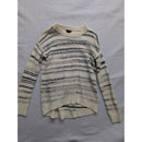Calvin Klein Jeans Striped Textured Knit Sweater In Cream & Navy Blue
