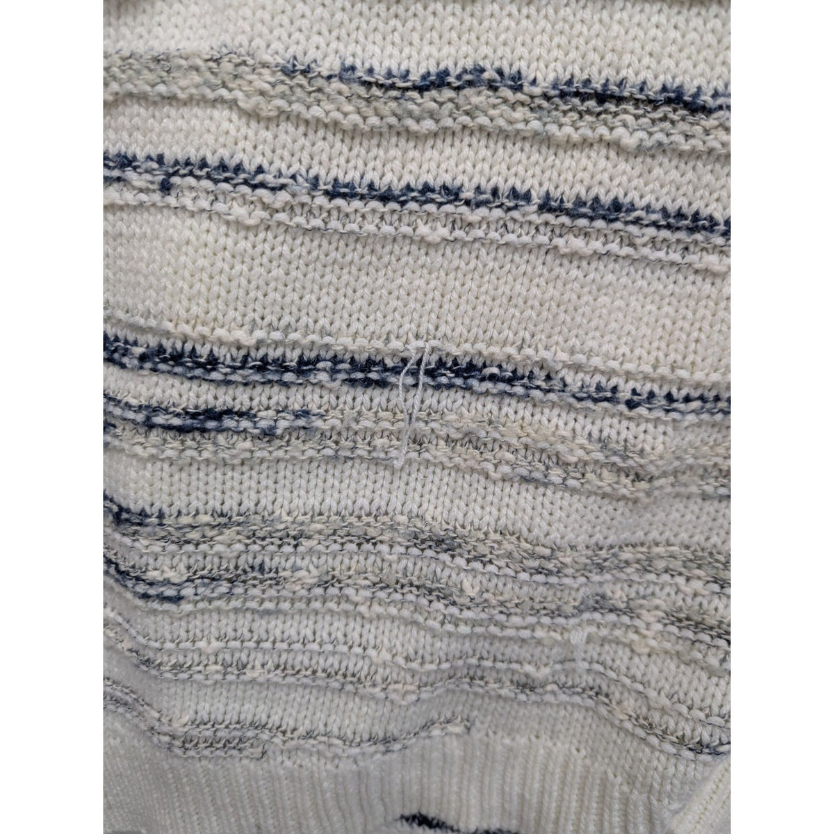 Calvin Klein Jeans Striped Textured Knit Sweater In Cream & Navy Blue
